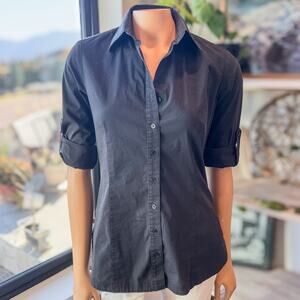 Finley, Joey Tailored Black Button Down Poplin Shirt w Tailored Shape Women’s XS